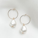 Lyla gold vegan baroque pearl hoop earrings