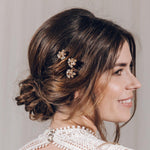 Swarovski crystal bridal hair pin trio set in two tone gold - Lyra