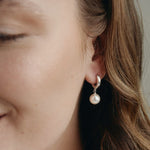 Sustainable vegan pearl huggies - silver earrings