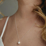 simple round pearl necklace silver