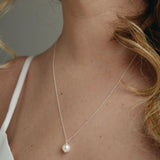 simple round pearl necklace silver