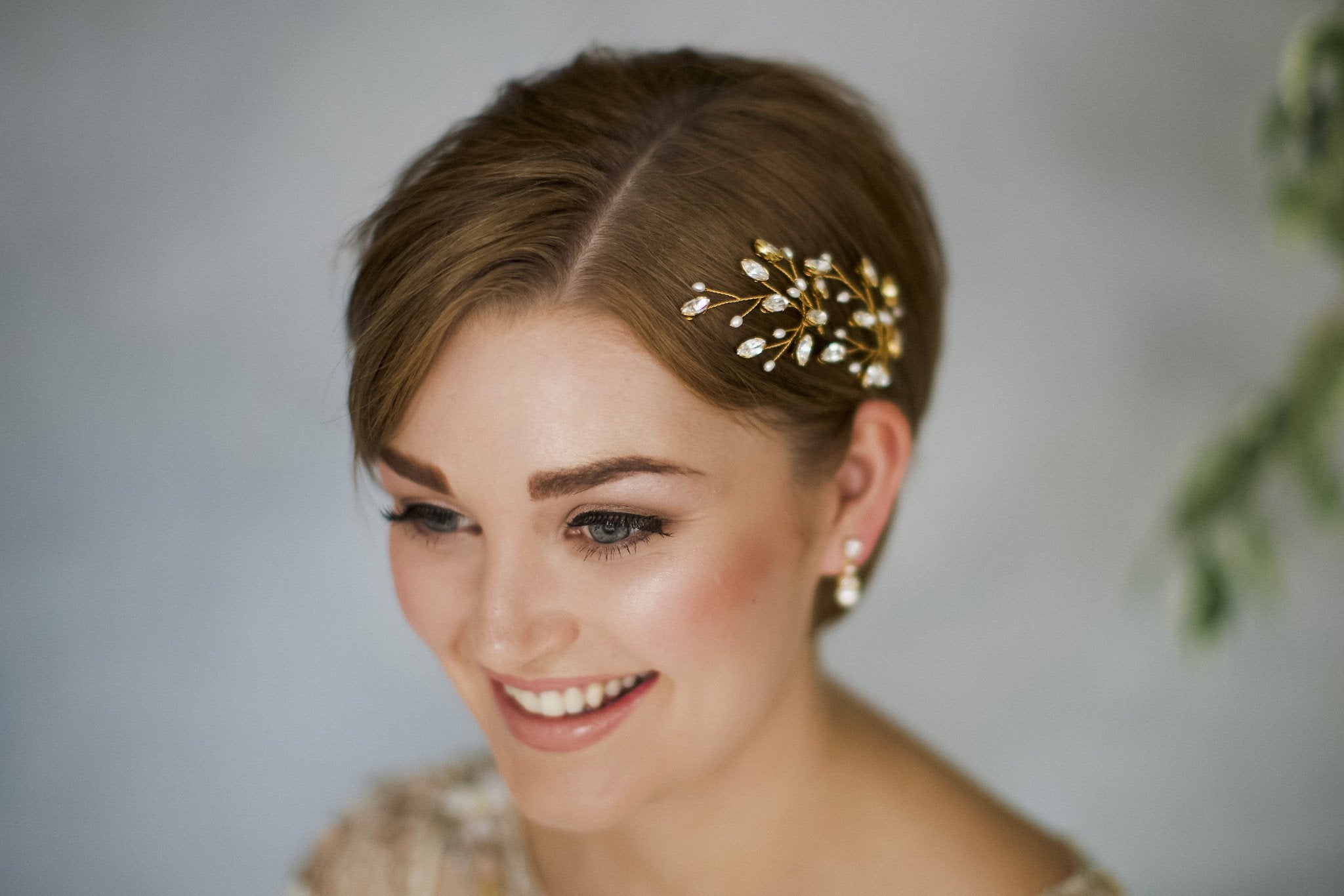 Large leafy crystal wedding hairpin - Maisie - Debbie Carlisle