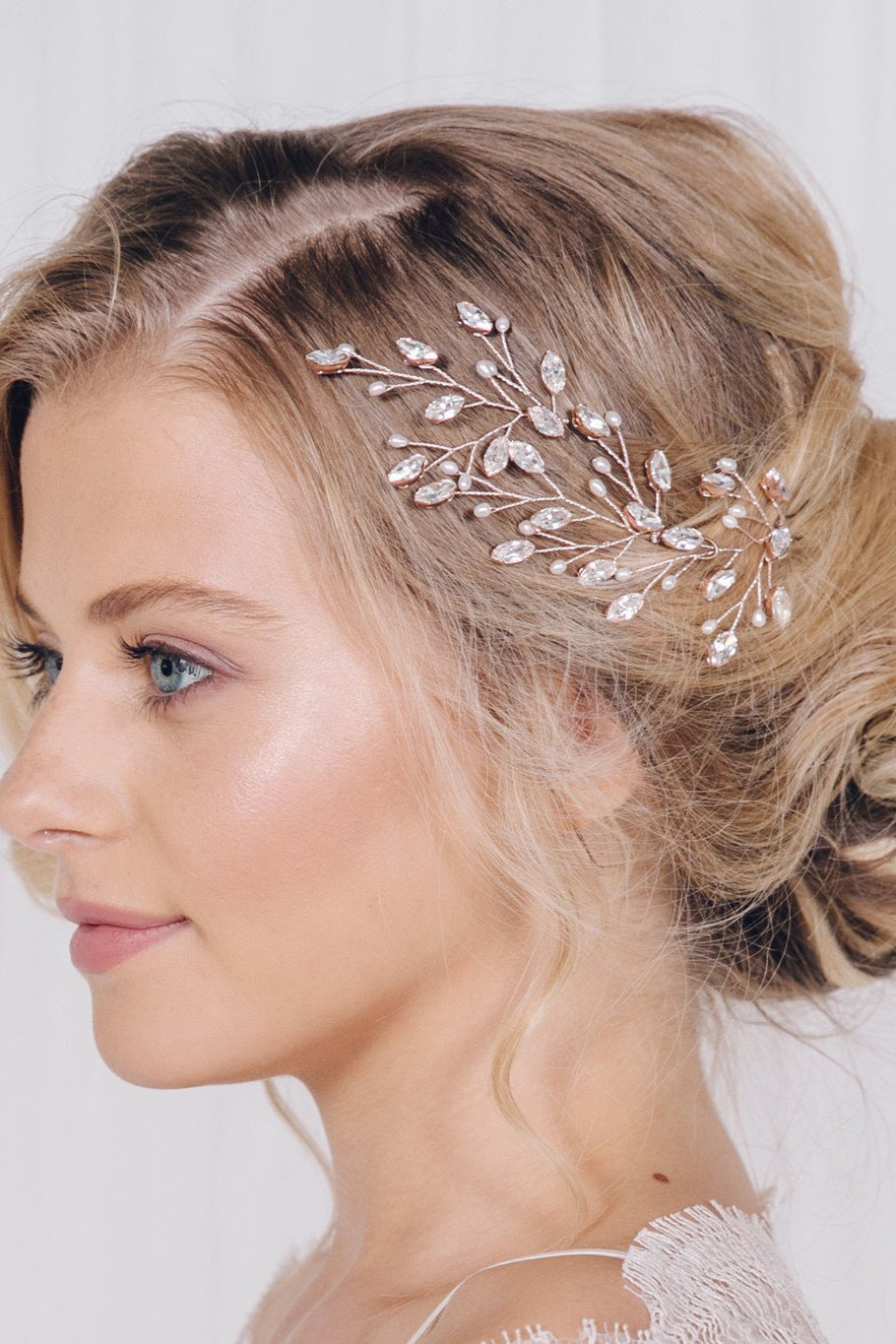 Large leafy crystal wedding hairpin - Maisie - Debbie Carlisle