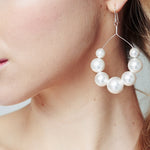 Mona Swarovski Pearl silver or gold plated hoop earrings by debbiecarlisle.com