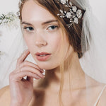 Nora bridal hair comb pair with Juliet cap veil