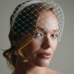 Raye ivory satin alice band birdcage veil headband