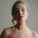 Raye ivory satin alice band birdcage veil headband