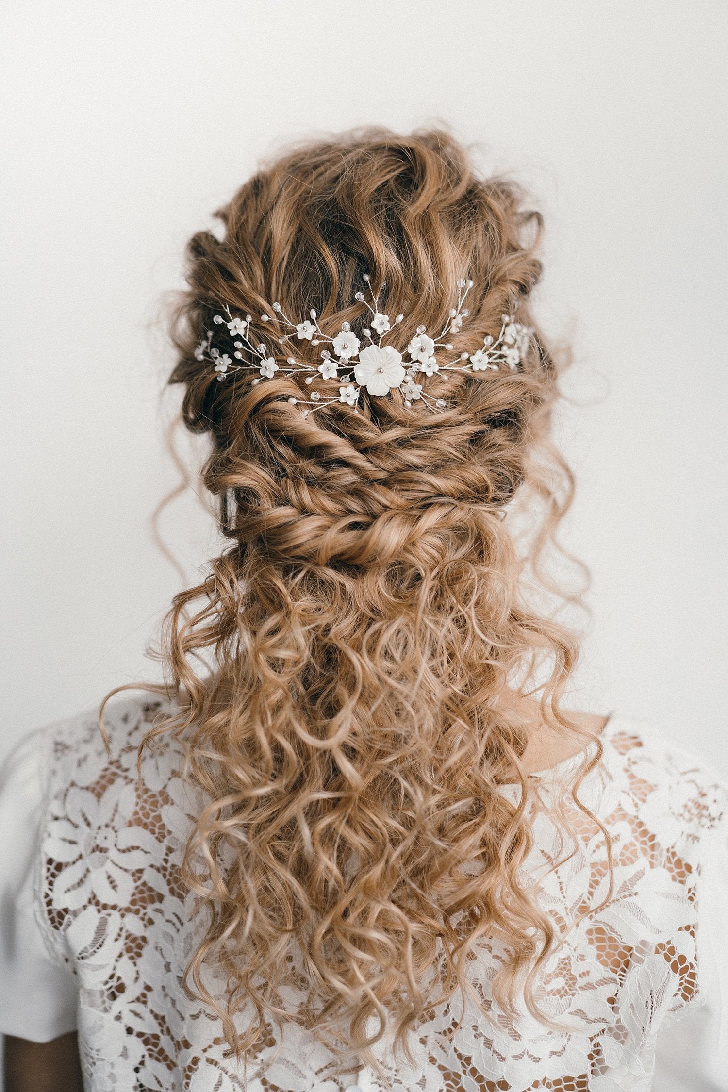 Gold rose gold or silver flower bridal hair vine comb - Sylvie - Debbie Carlisle