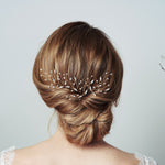 Gold Leaf Swarovski Crystal bridal chignon hairpins - Sophia