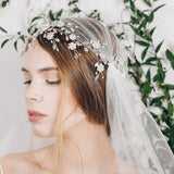 Juliet cap veil with statement silver crystal wedding headdress
