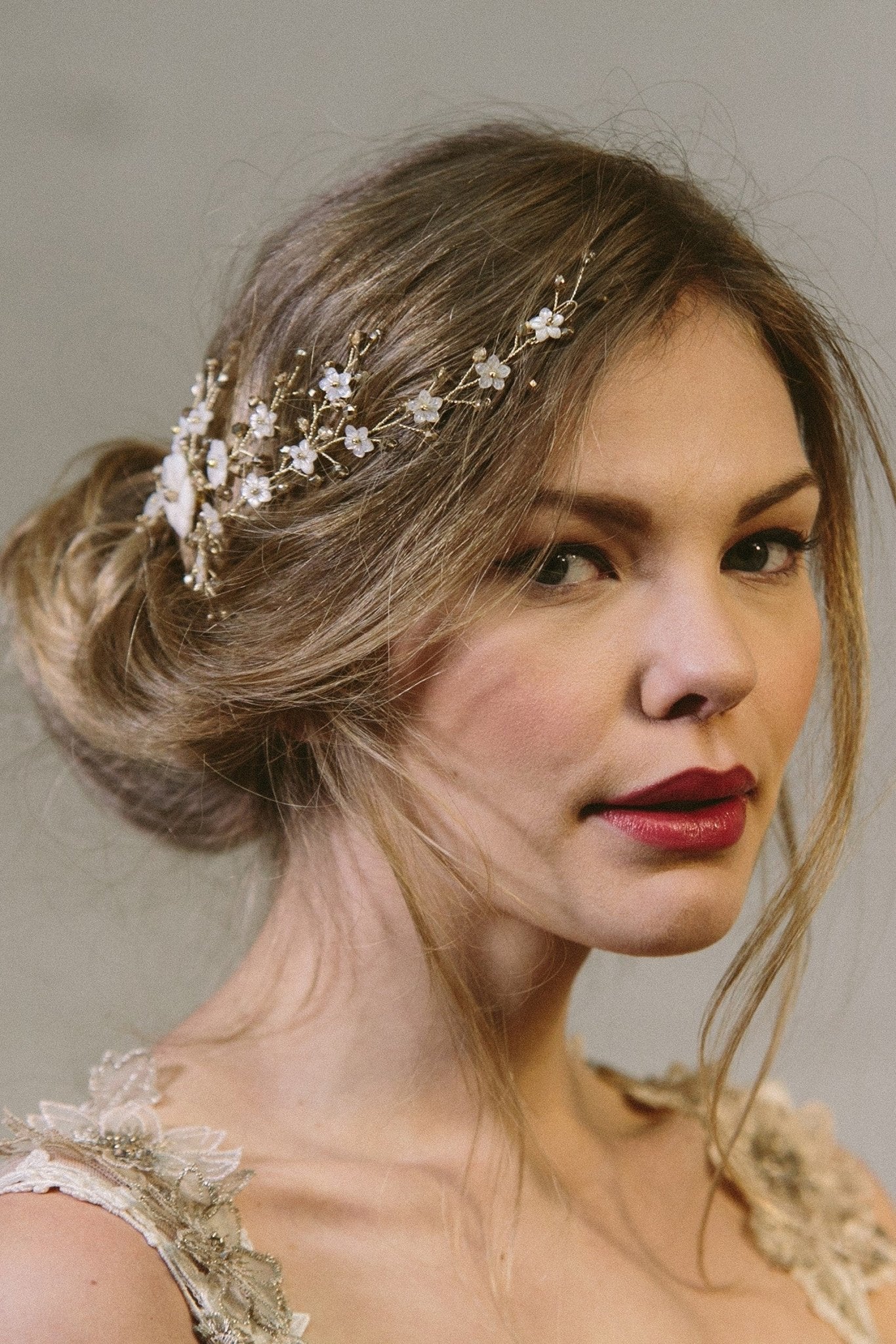 Sylvie gold crystal bridal hair vine comb