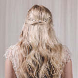 Crystal and freshwater pearl floral wedding hairvine in silver - Thea