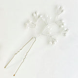 Large silver freshwater pearl cluster bridal hair pin - Celeste