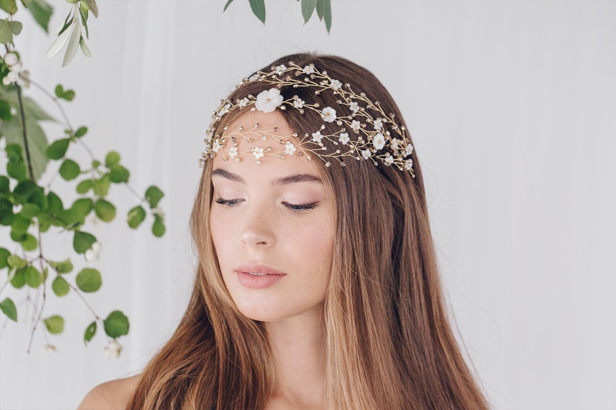 Boho wedding hair accessories statement forehead band