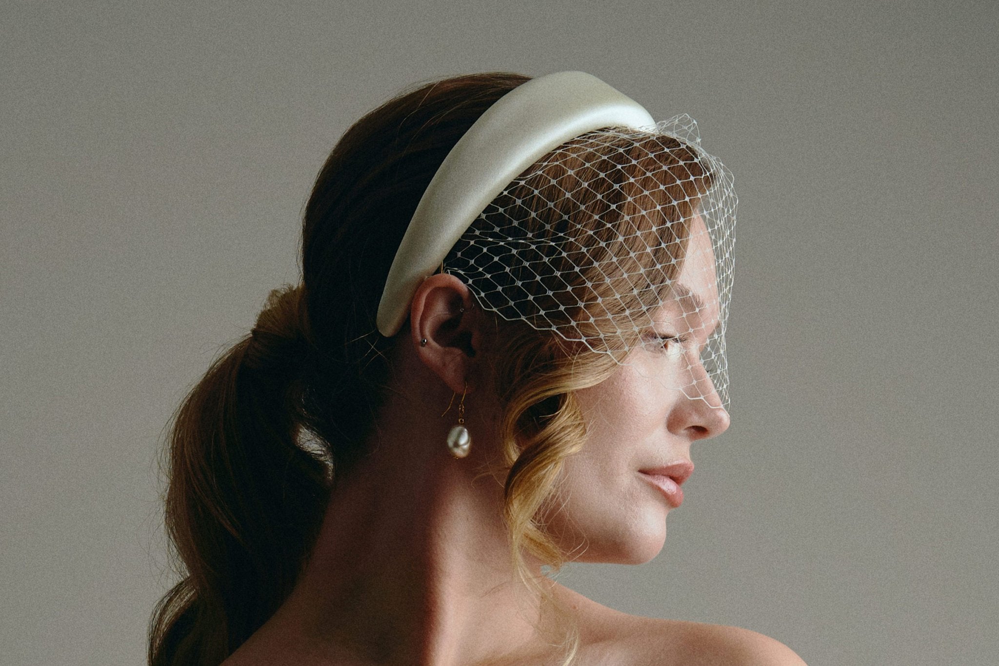 New Standalone Padded Headbands and Tailored Birdcage Veils