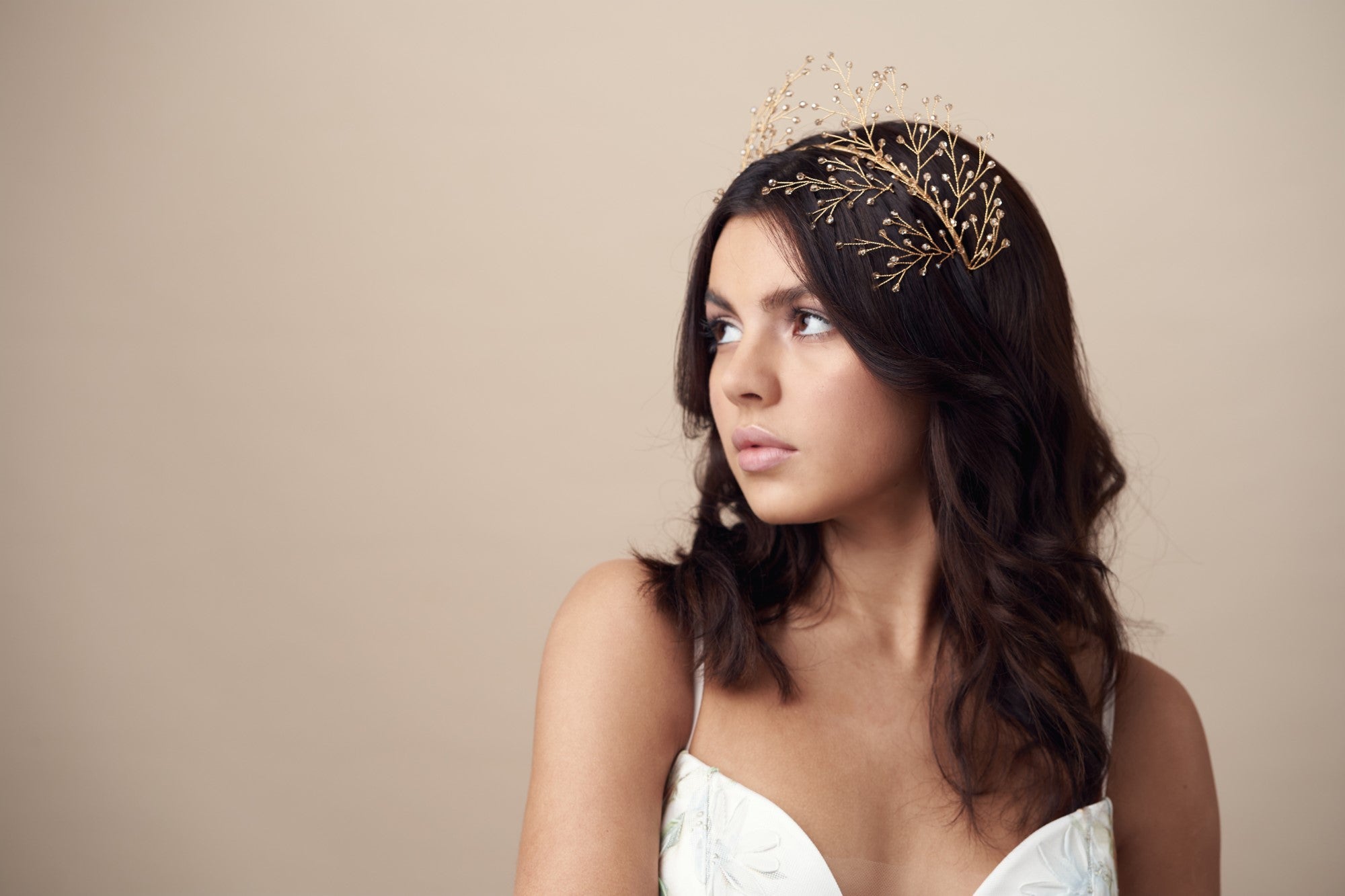 gold rustic wedding crown 