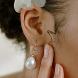 Keira Large Baroque Pearl Drop Earrings Gold/Silver