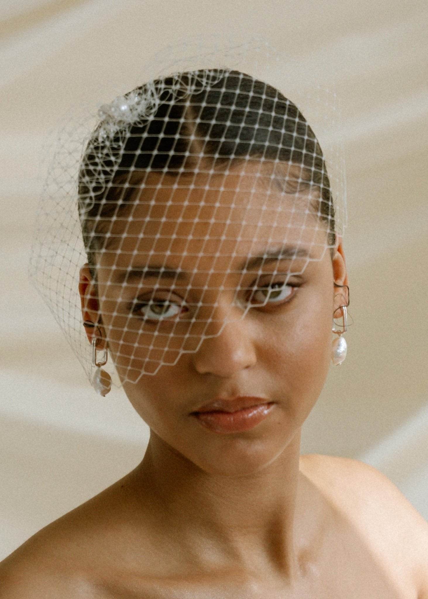 Luxury Hand-Sewn Ivory Bridal Birdcage Veil