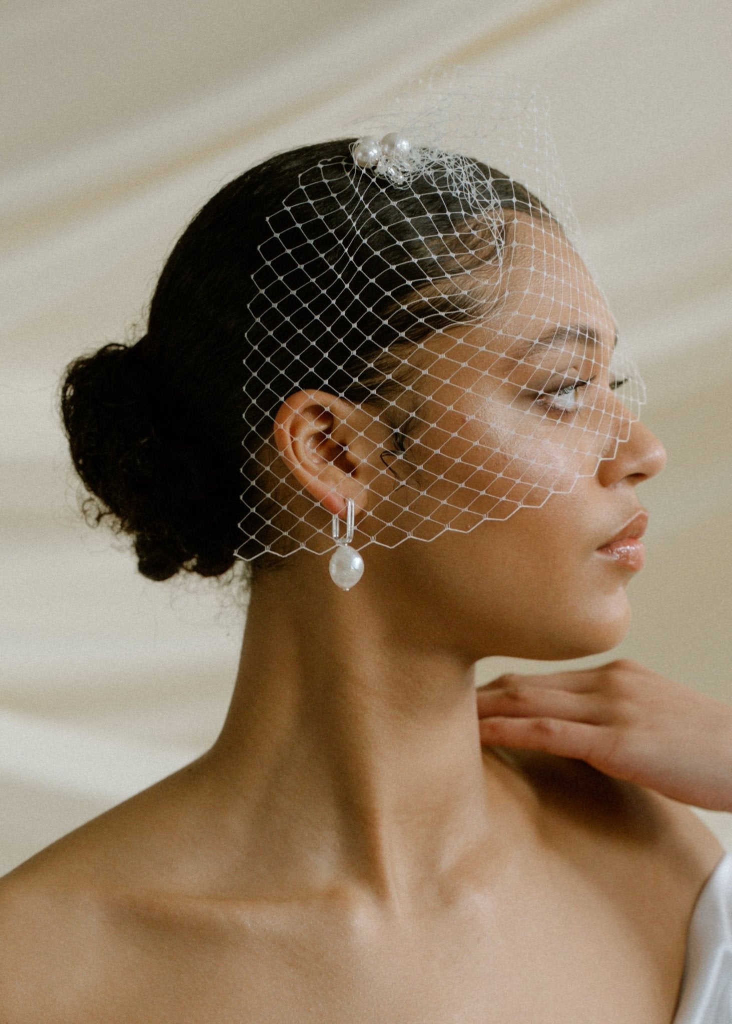 Luxury Hand-Sewn Ivory Bridal Birdcage Veil