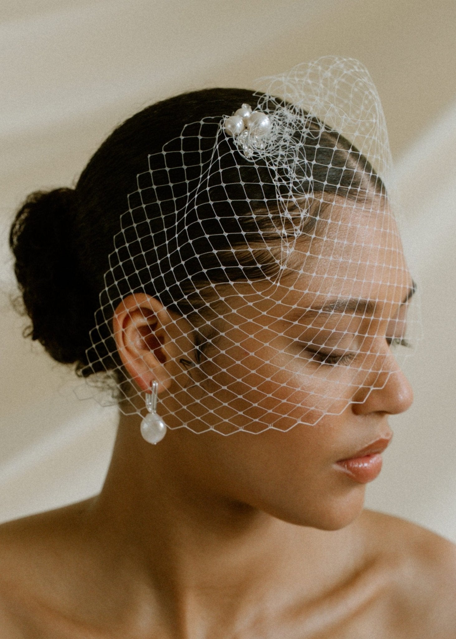 Luxury Hand-Sewn Ivory Bridal Birdcage Veil