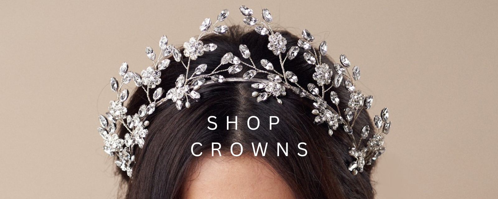 bride wears statement silver flower crown