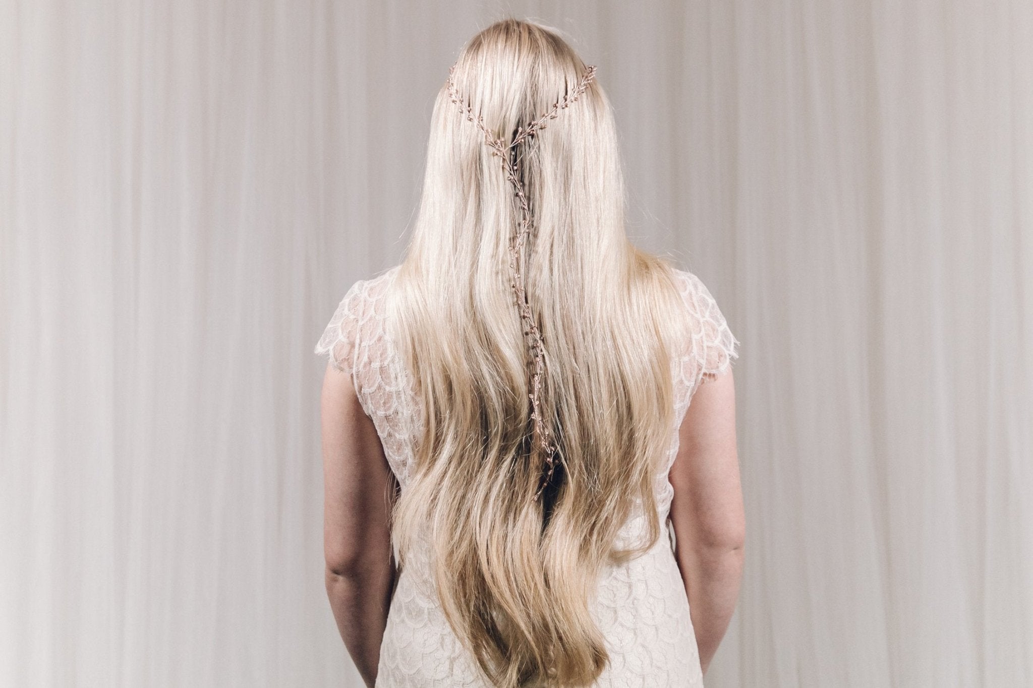Rose gold crystal plait wedding hair vine - Amy 'Y' hair vine