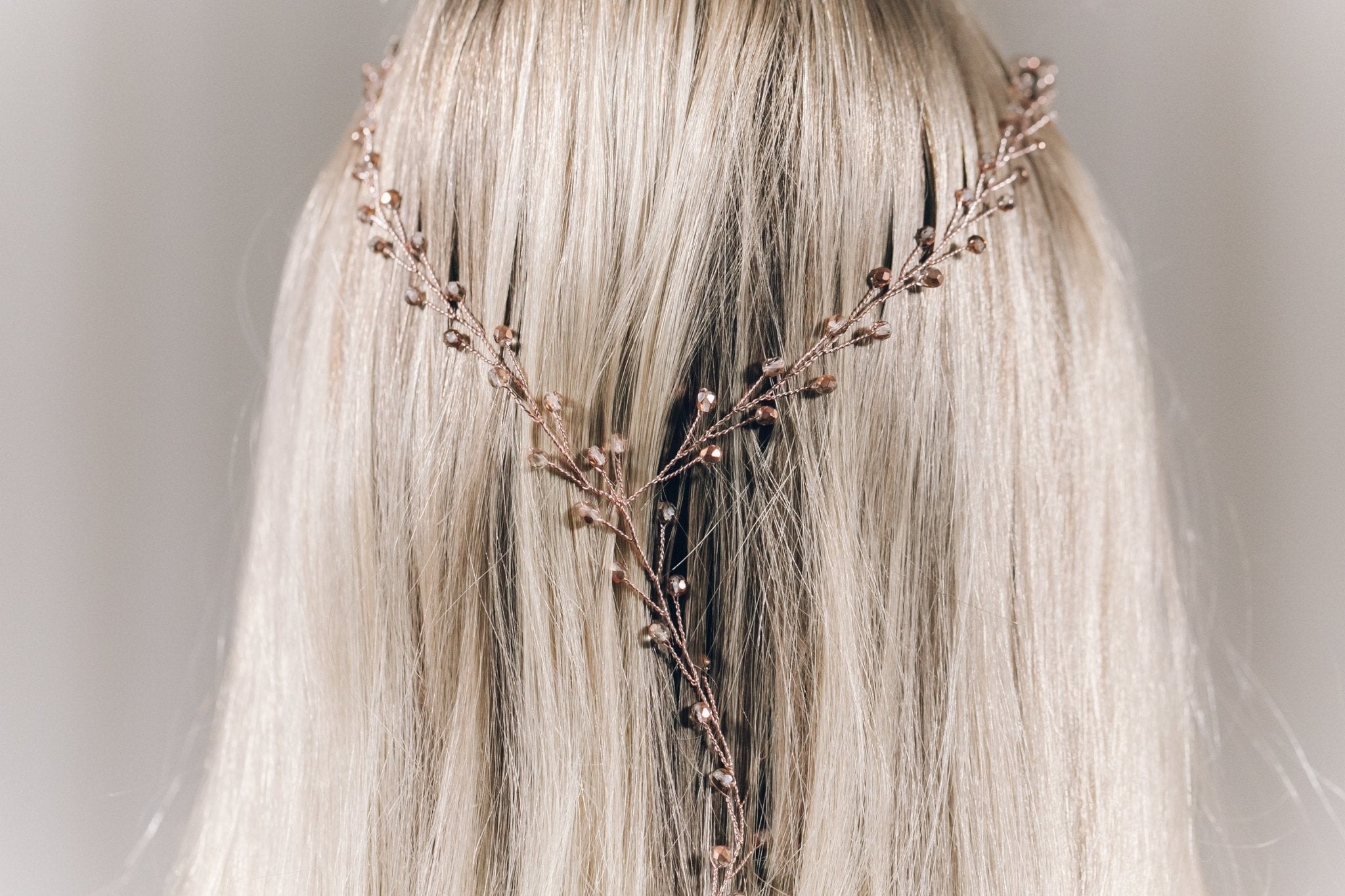 Crystal or pearl bridal hairvine in gold, silver or rose gold - Amy 'Y' hair vine
