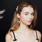 Gold Asteria celestial wedding hair comb and earrings by Debbie Carlisle