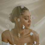 Blossom Statement Birdcage Blusher Veil With 3D Flowers 