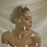 Blossom Statement Birdcage Blusher Veil With 3D Flowers 