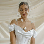 Blossom Statement Birdcage Blusher Veil With 3D Flowers 