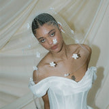 Blossom Statement Birdcage Blusher Veil With 3D Flowers 