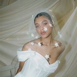 Blossom Statement Birdcage Blusher Veil With 3D Flowers 