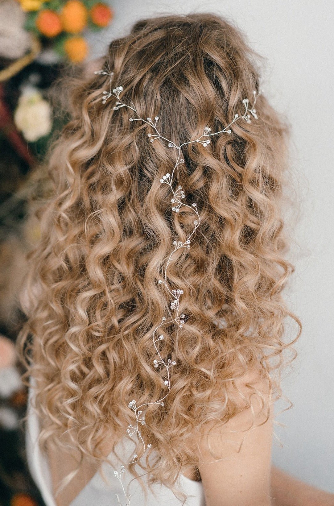 curly hair long crystal hairvine