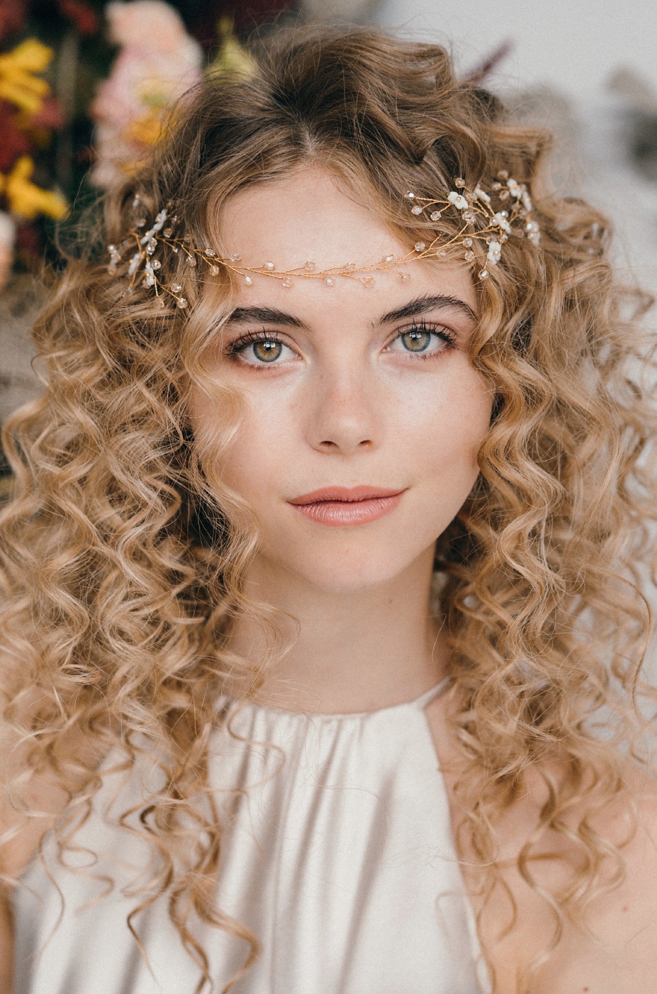 Boho flower forehead band hair vine - Coralie
