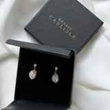 CZ Crystal & Baroque Pearl Drop Stud Earrings | Freya | Debbie Carlisle