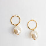 Gold Hinged Hoop Baroque Pearl Earrings | Vera| Debbie Carlisle