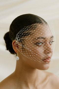 Keisha Ivory Birdcage Veil With Pearls