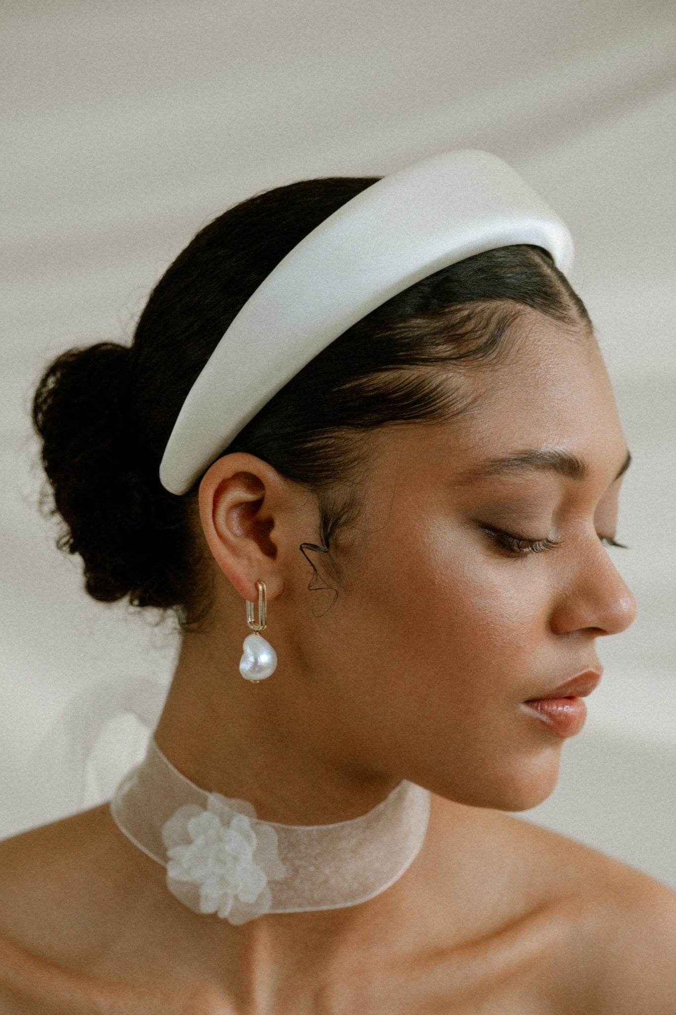 Esther ivory satin padded headband