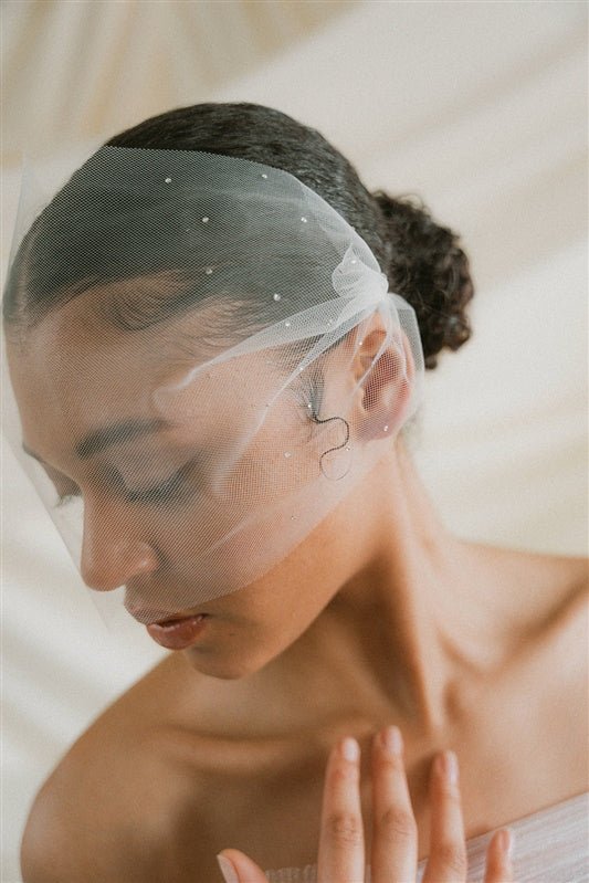 Dita Sheer Tulle Ivory Birdcage Veil With Face-Framing Crystals