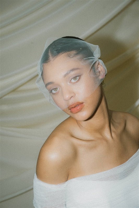 Dita Sheer Tulle Ivory Birdcage Veil With Face-Framing Crystals