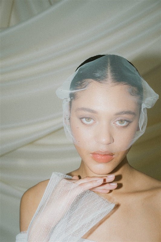Dita Sheer Tulle Ivory Birdcage Veil With Face-Framing Crystals