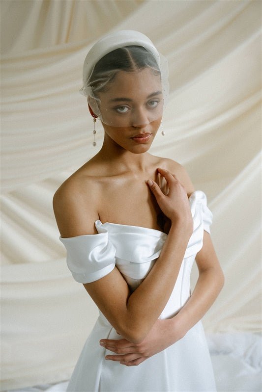 Dita Sheer Tulle Ivory Birdcage Veil With Face-Framing Crystals