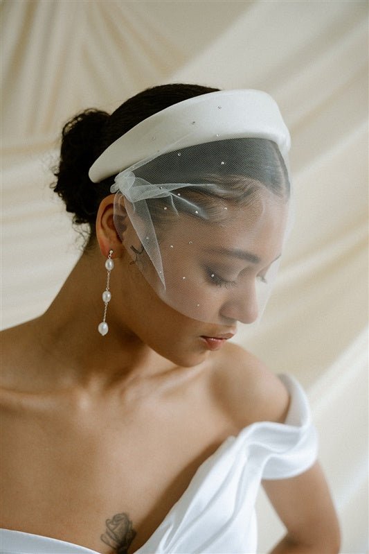 Dita Sheer Tulle Ivory Birdcage Veil With Face-Framing Crystals
