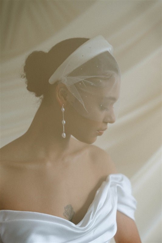Dita Sheer Tulle Ivory Birdcage Veil With Face-Framing Crystals