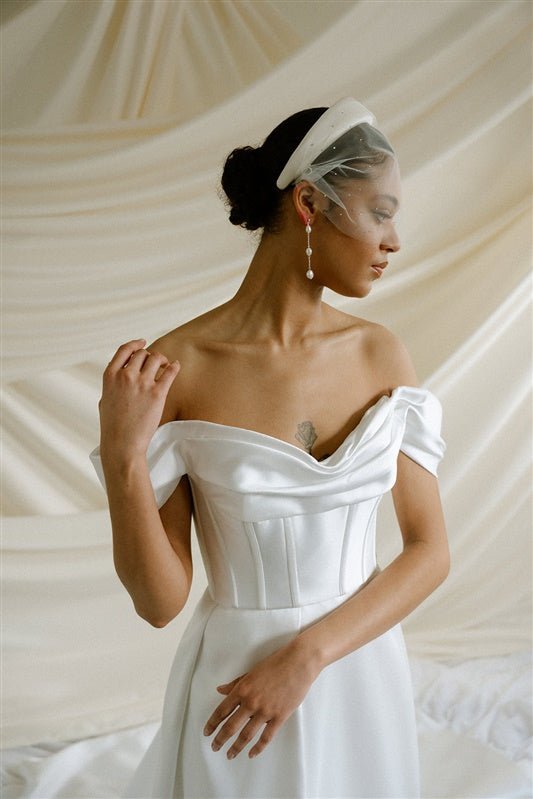 Dita Sheer Tulle Ivory Birdcage Veil With Face-Framing Crystals