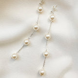 Dora Vegan Pearl Medium Drop Earrings - Silver/Gold