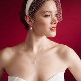 Emmy Slim Ivory Padded Headband Birdcage Veil by Debbie Carlisle