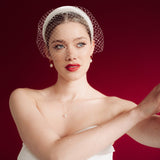 Emmy Slim Ivory Padded Headband Birdcage Veil by Debbie Carlisle