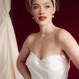 Emmy Slim Ivory Padded Headband Birdcage Veil by Debbie Carlisle